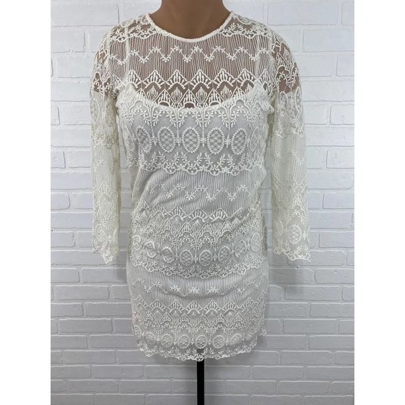 MNG Casual cream white lace dress - Picture 3 of 9
